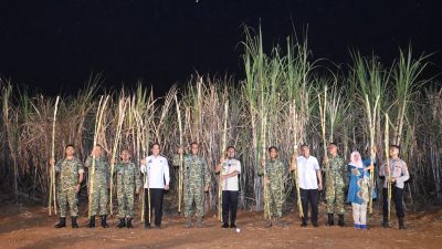 Lanud Sultan Hasanuddin Gelar Panen Raya Tebu Serentak di Takalar, Dukung Ketahanan Pangan Nasional