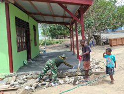 Bersama Rakyat Membangun Harapan, Satgas TMMD Ke-130 Kerjakan Teras Rumah Warga 